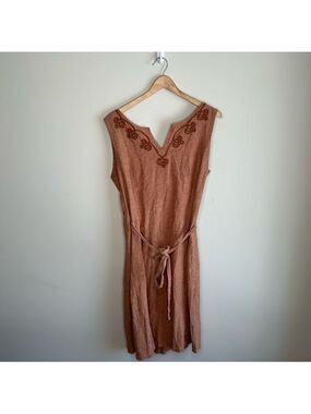 Isaac Mizrahi Linen Wrap Dress Rusted Orange XL
